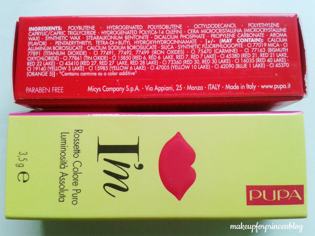 Ingredienti 410 lipstick Pupa